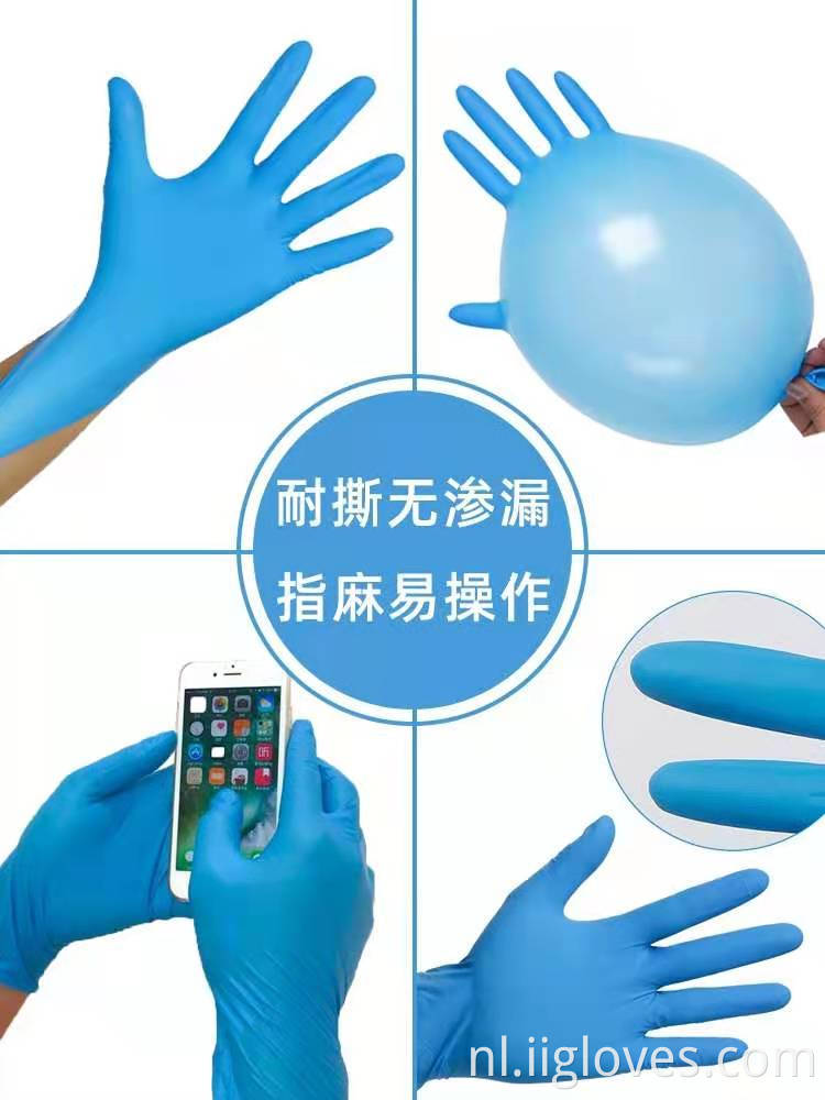 Wegwerp blauwe nitrilonderzoek handschoenen fabrikanten veiligheidshandschoenen wegwerp nitrilhandschoenen voor medische